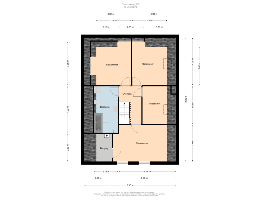 View floorplan of 1e Verdieping of Osdorperweg 537