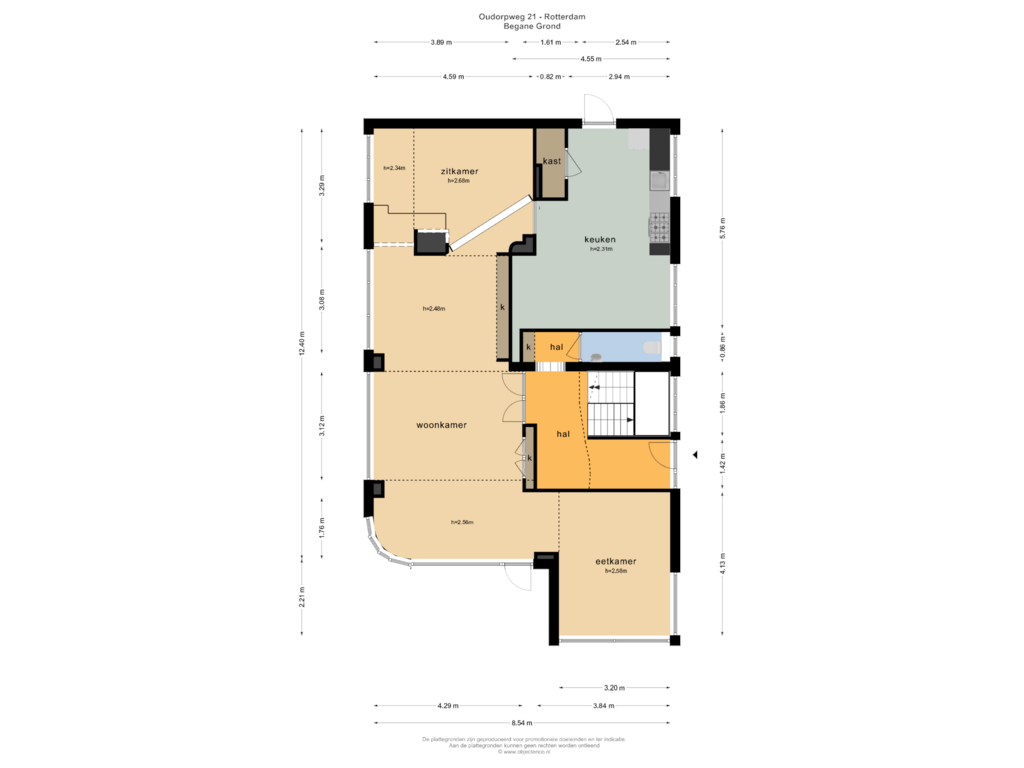 Bekijk plattegrond van BEGANE GROND van Oudorpweg 21