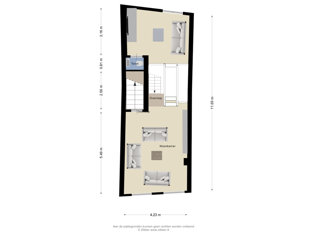 View floorplan of Eerste verdieping of Maasstraat 9