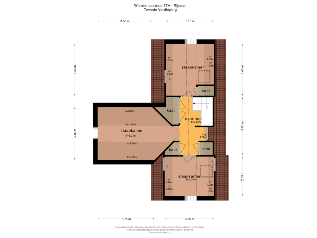 Bekijk plattegrond van Tweede Verdieping van Wierdensestraat 77-A