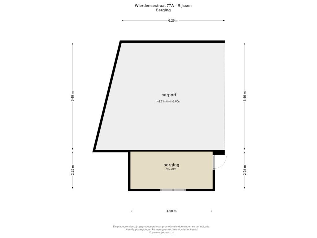 Bekijk plattegrond van Berging van Wierdensestraat 77-A