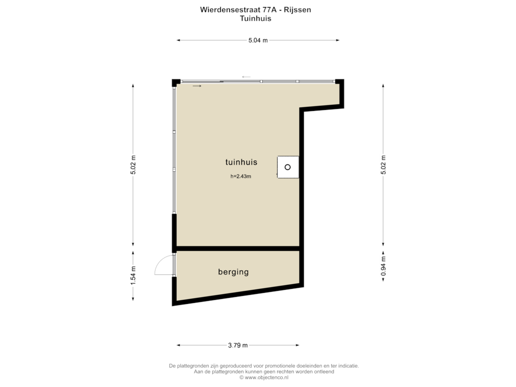 Bekijk plattegrond van Tuinhuis van Wierdensestraat 77-A