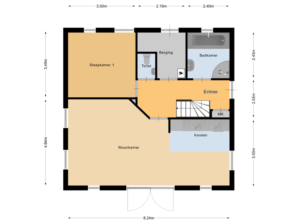 View floorplan of Begane grond of Buinerweg 8-208