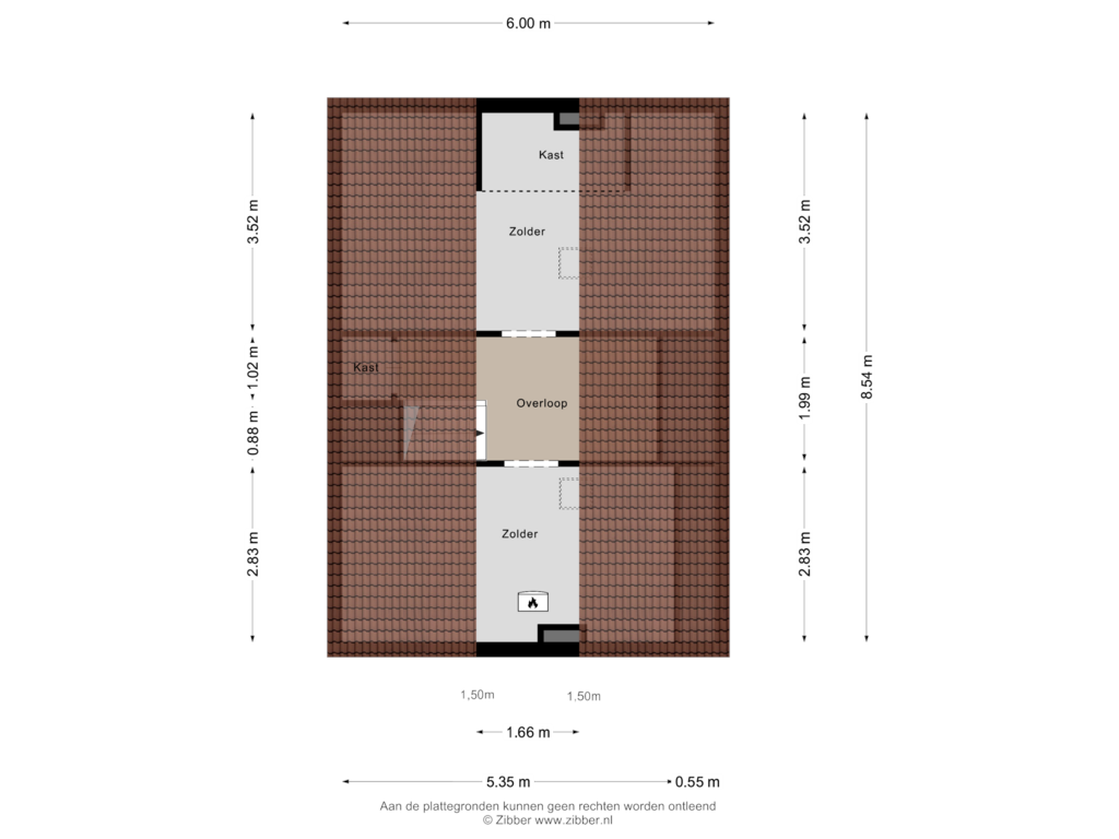 View floorplan of Zolder of Molenstraat 50-A