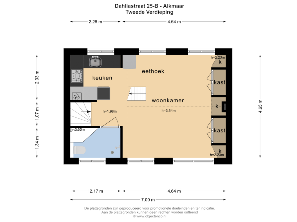 Bekijk plattegrond van TWEEDE VERDIEPING van Dahliastraat 25-B