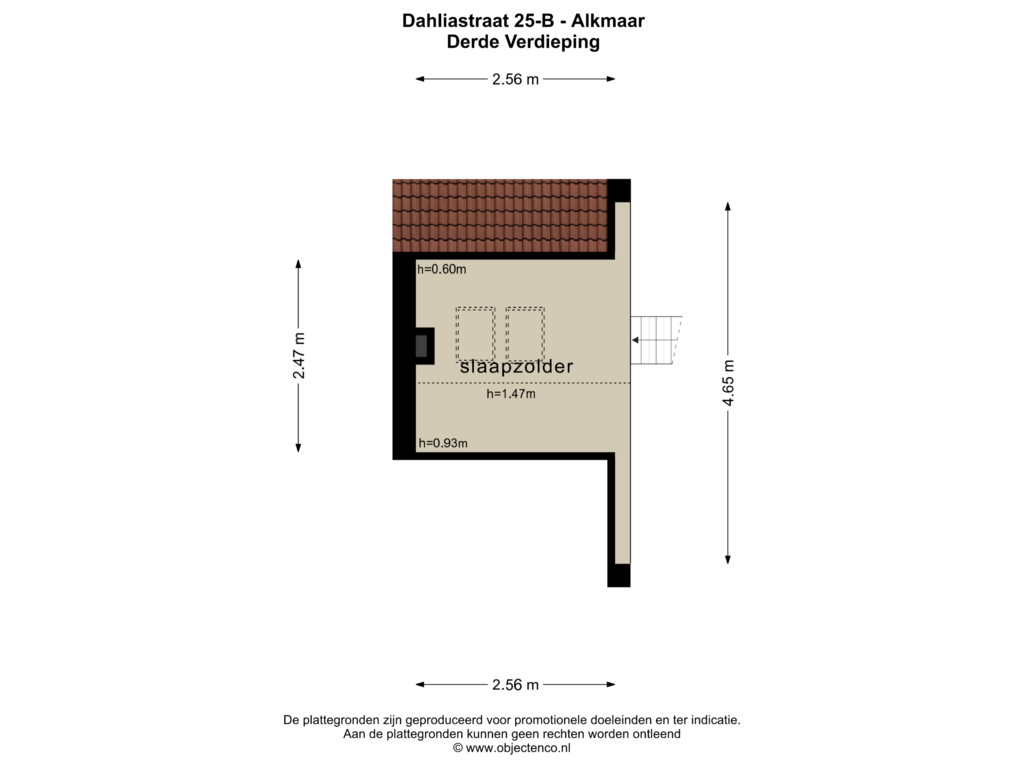 Bekijk plattegrond van DERDE VERDIEPING van Dahliastraat 25-B