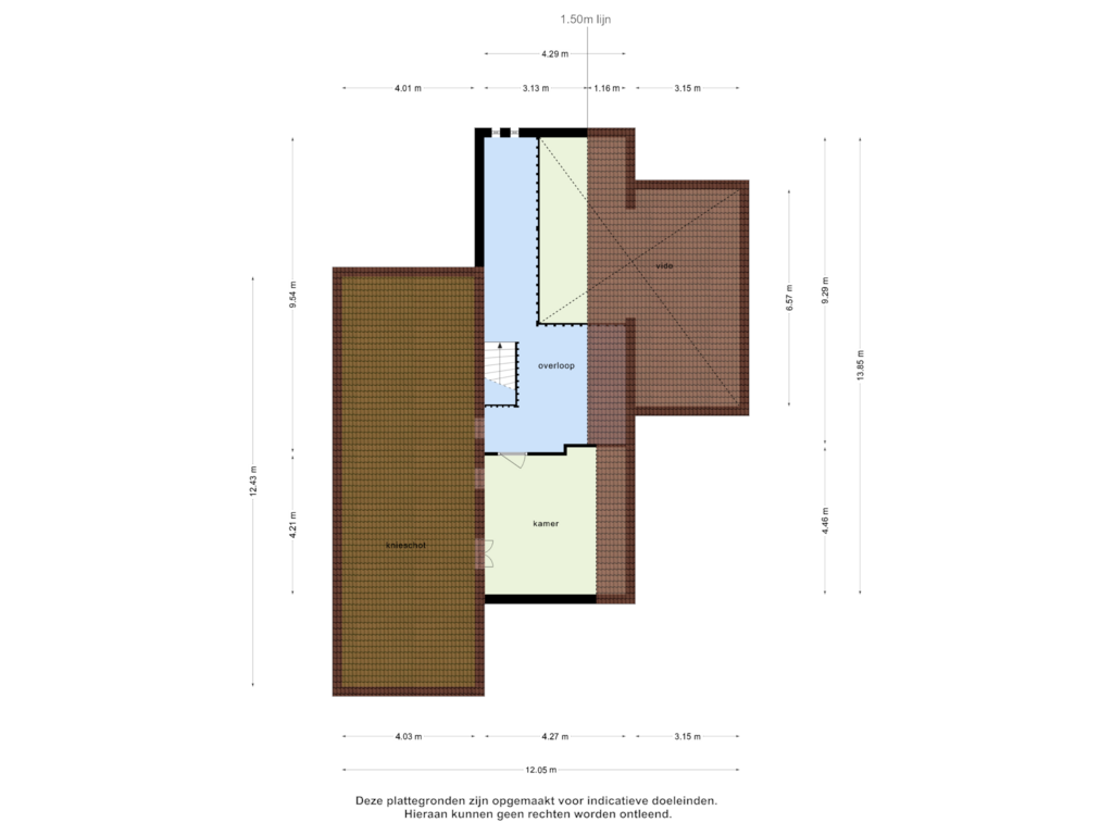 View floorplan of 1e verdieping of Mozartlaan 18