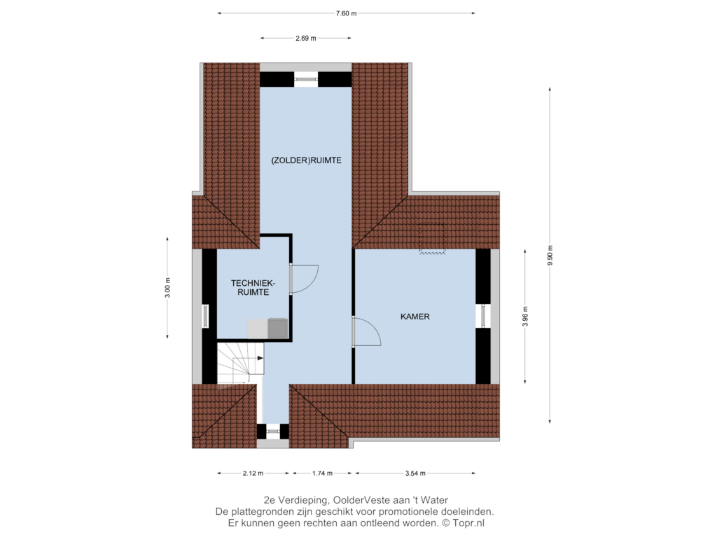 Bekijk plattegrond van 2e Verdieping van 021 | vrijstaand | OolderVeste aan 't Water (Bouwnr. 021)