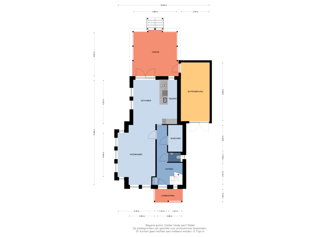 Bekijk plattegrond van Begane grond van 017 | vrijstaand | OolderVeste aan 't Water (Bouwnr. 017)