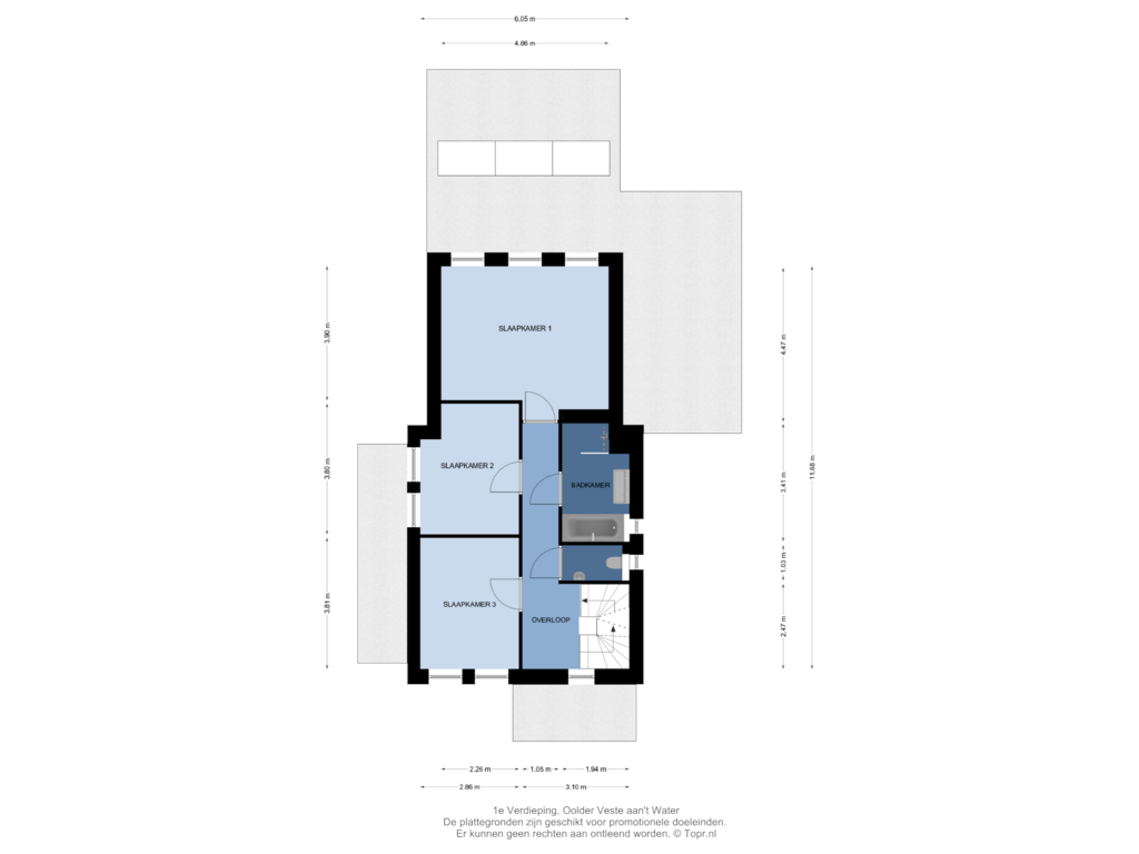 Bekijk plattegrond van 1e Verdieping van 017 | vrijstaand | OolderVeste aan 't Water (Bouwnr. 017)