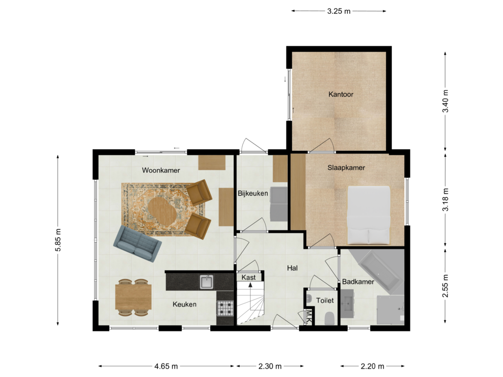 Bekijk plattegrond van Begane grond van Kleine Heistraat 16-K167