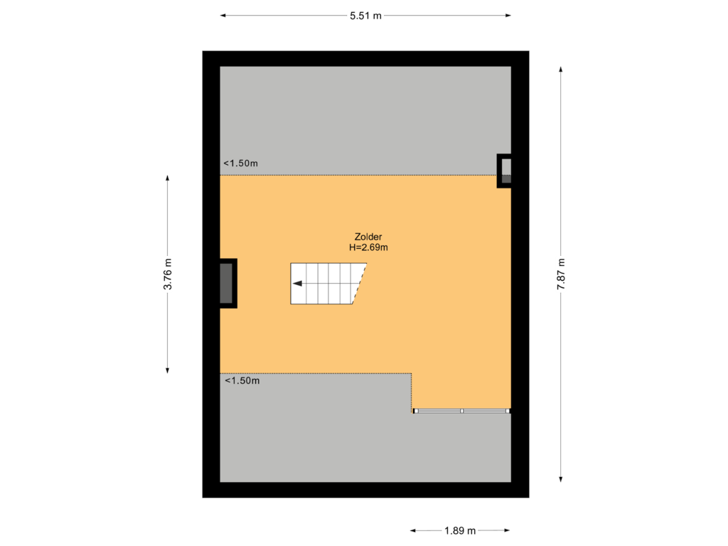 Bekijk plattegrond van Tweede Verdieping van Schermerweg 17