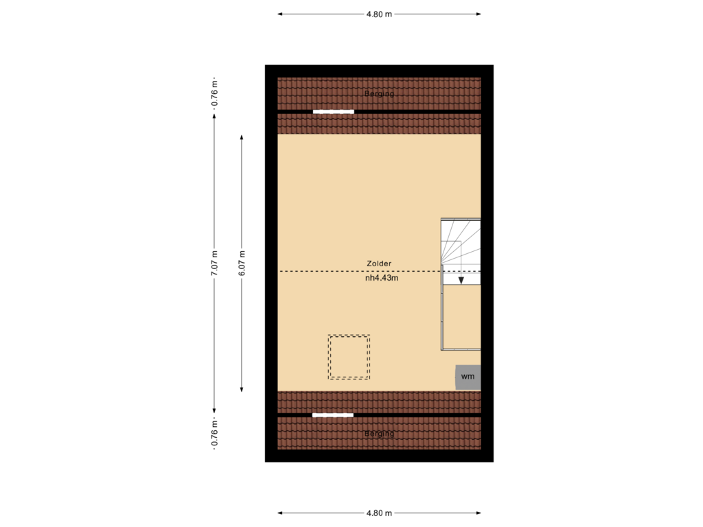 Bekijk plattegrond van Zolder van Roodenbroek 17