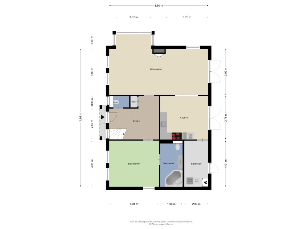 View floorplan of Begane Grond of Oude Domburgseweg 28