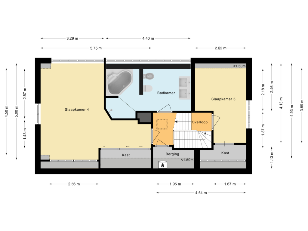 Bekijk plattegrond van Eerste Verdieping van Middel 94