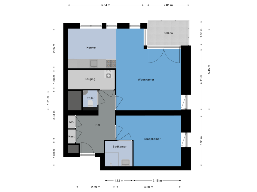 View floorplan of Appartement of Hondsrugweg (Bouwnr. 106)