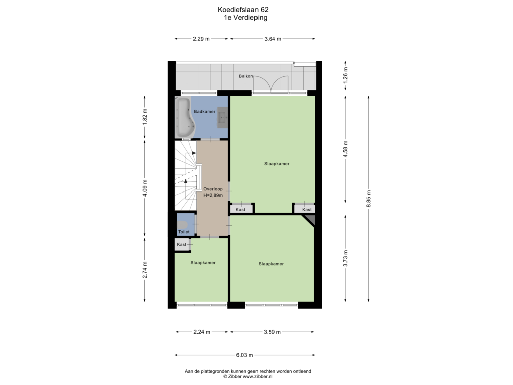 Bekijk plattegrond van Eerste Verdieping van Koediefslaan 62