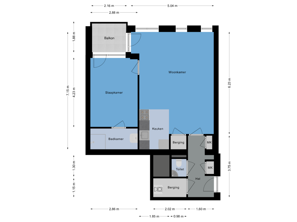 View floorplan of Appartement of Hondsrugweg (Bouwnr. 116)