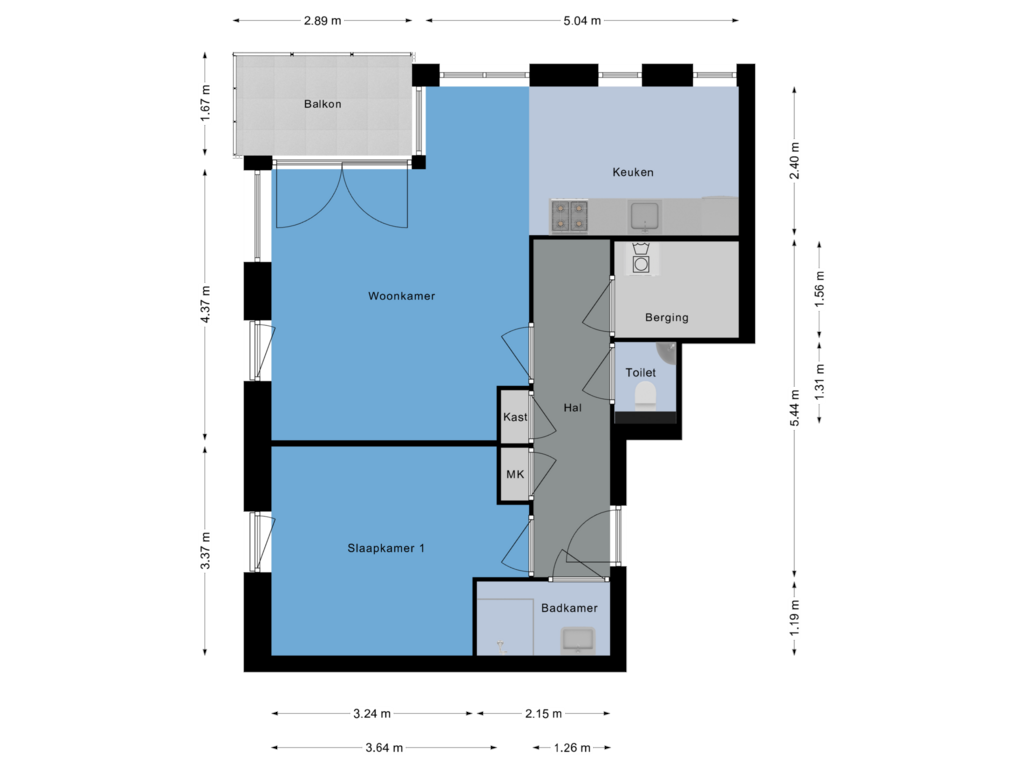 View floorplan of Appartement of Hondsrugweg (Bouwnr. 114)