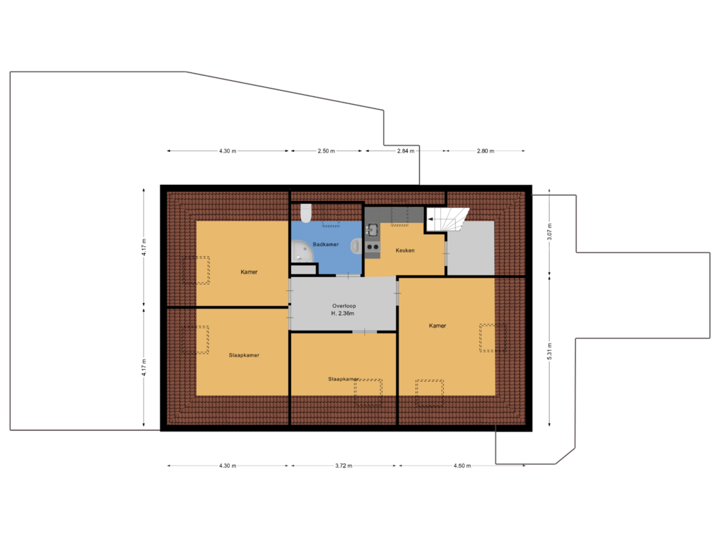 View floorplan of Tweede verdieping of Scheijbeecklaan 32