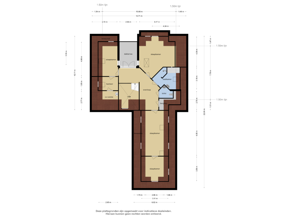 View floorplan of 1e verdieping of Het Prinsenhofstraat 4