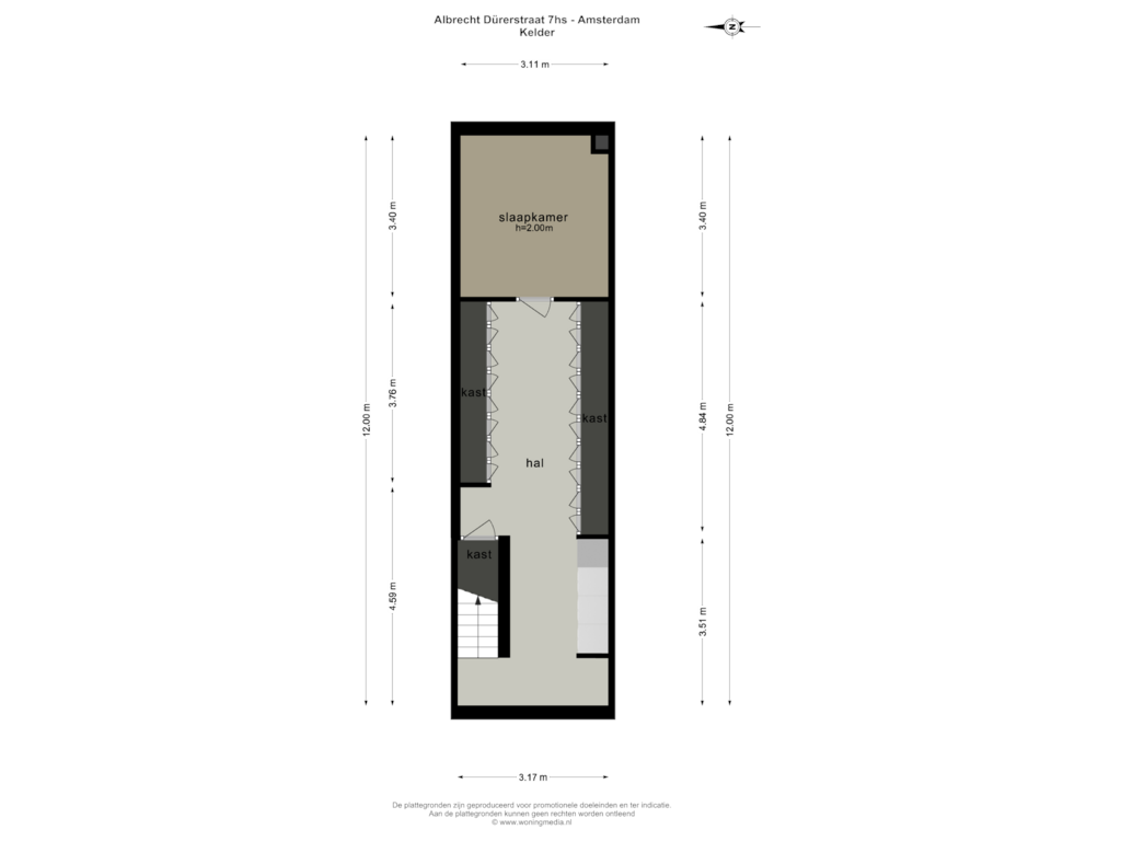 Bekijk plattegrond van Kelder van Albrecht Dürerstraat 7