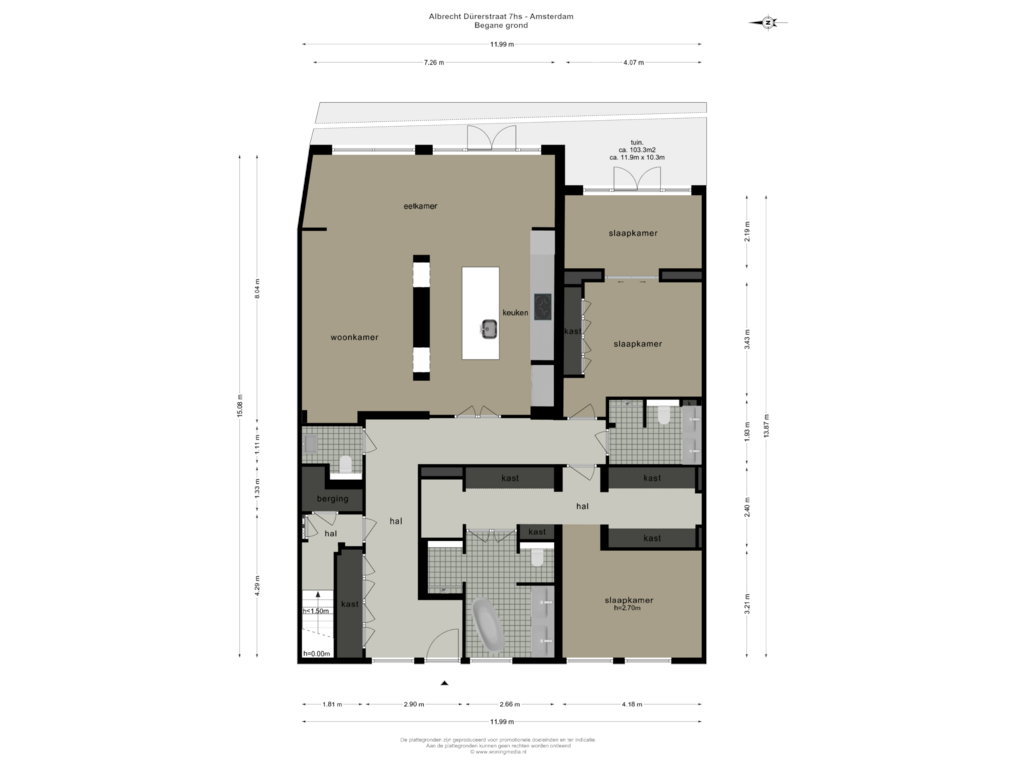 Bekijk plattegrond van BEGANE GROND van Albrecht Dürerstraat 7