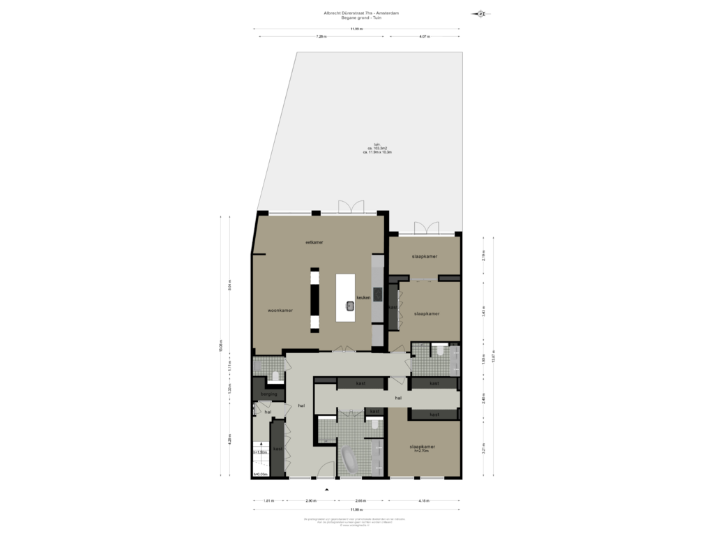 Bekijk plattegrond van BEGANE GROND - TUIN van Albrecht Dürerstraat 7