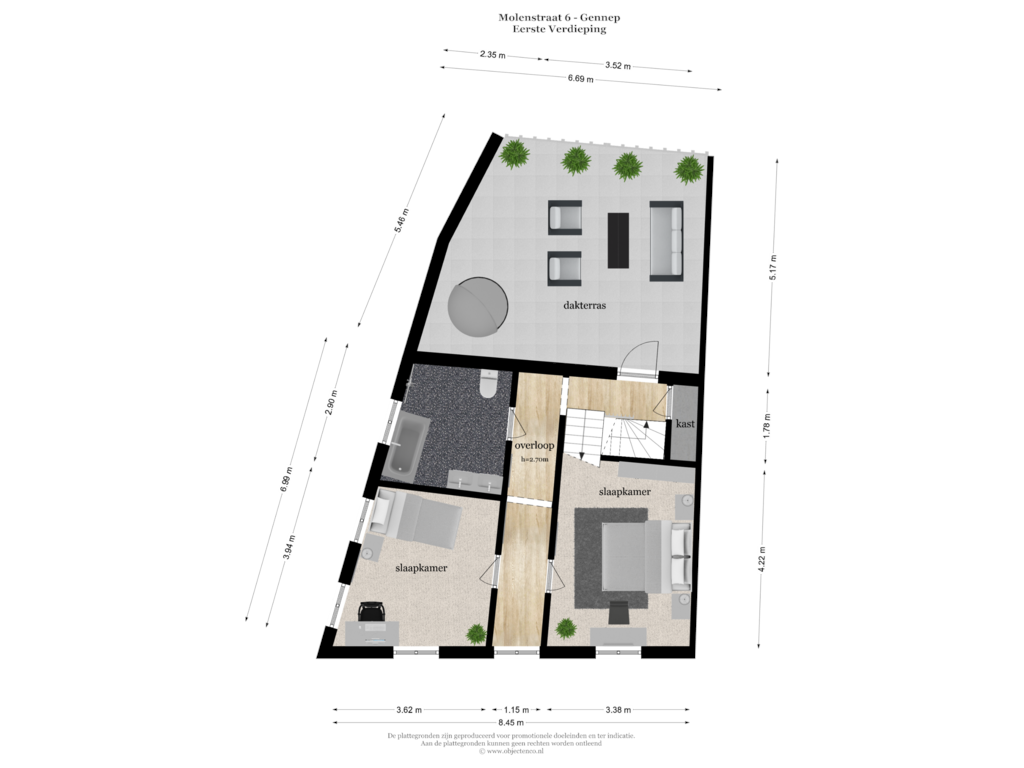 Bekijk plattegrond van Eerste Verdieping van Molenstraat 6