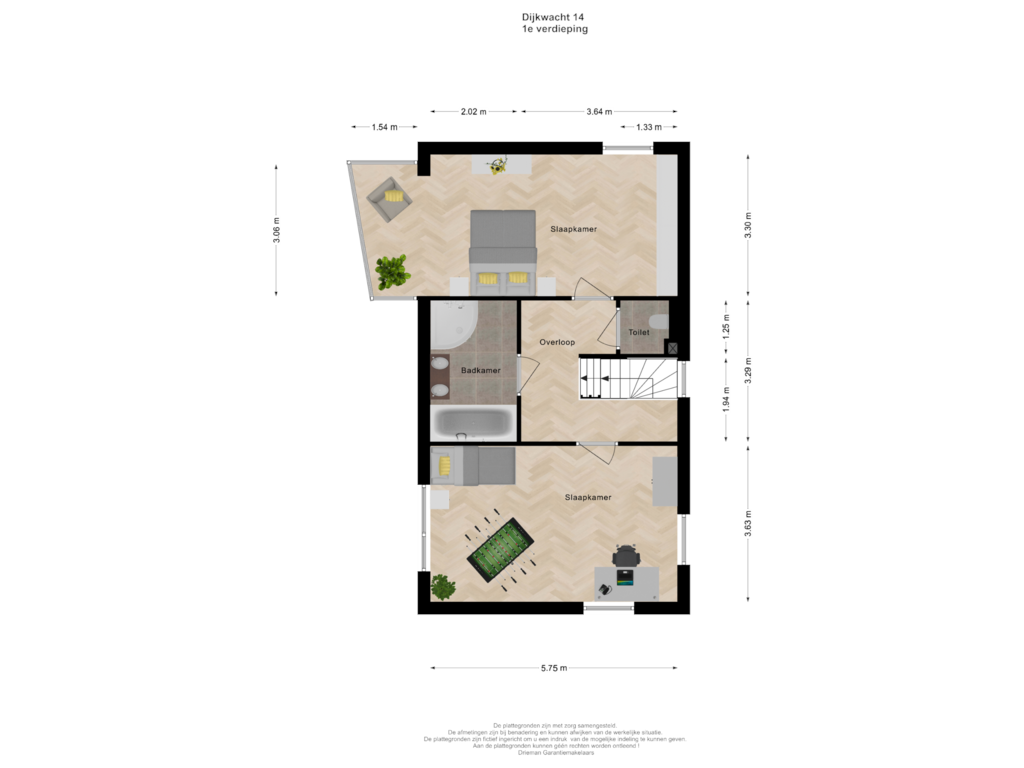 Bekijk plattegrond van 1e verdieping van Dijkwacht 14