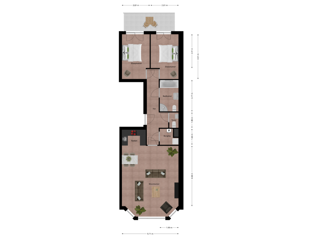 Bekijk plattegrond van Verdieping van Duindoornstraat 2-202