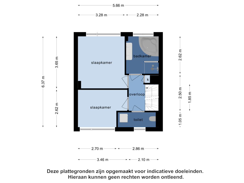 View floorplan of 1e verdieping of Oude Bogerd 14