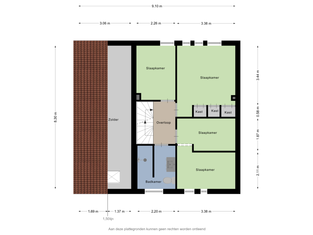 Bekijk plattegrond van Eerste verdieping van Zonnebloemstraat 26