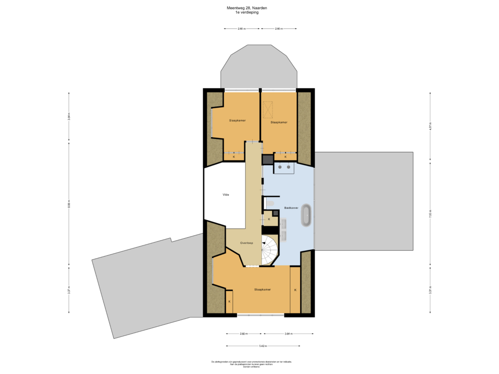 View floorplan of 1e verdieping of Meentweg 28