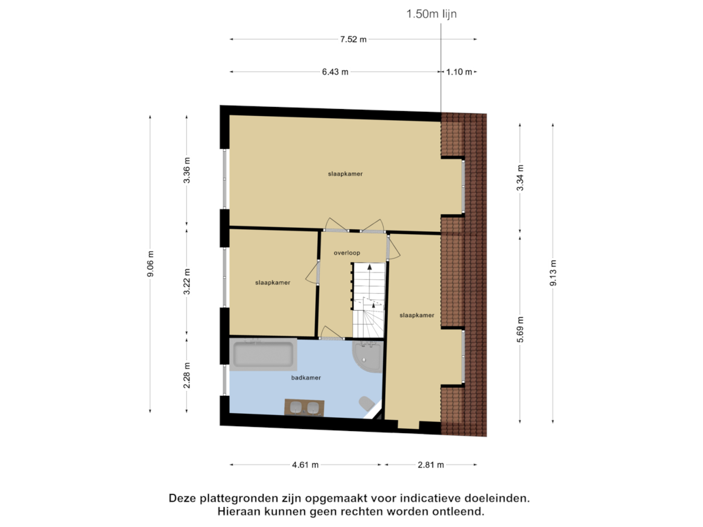 Bekijk plattegrond van Eerste Verdieping van Bebouwdendam 3