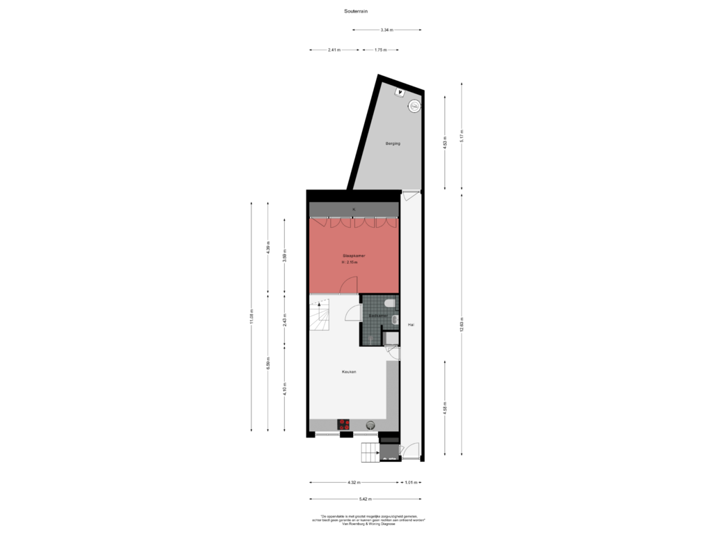 Bekijk plattegrond van Souterrain van Staalkade 4-A