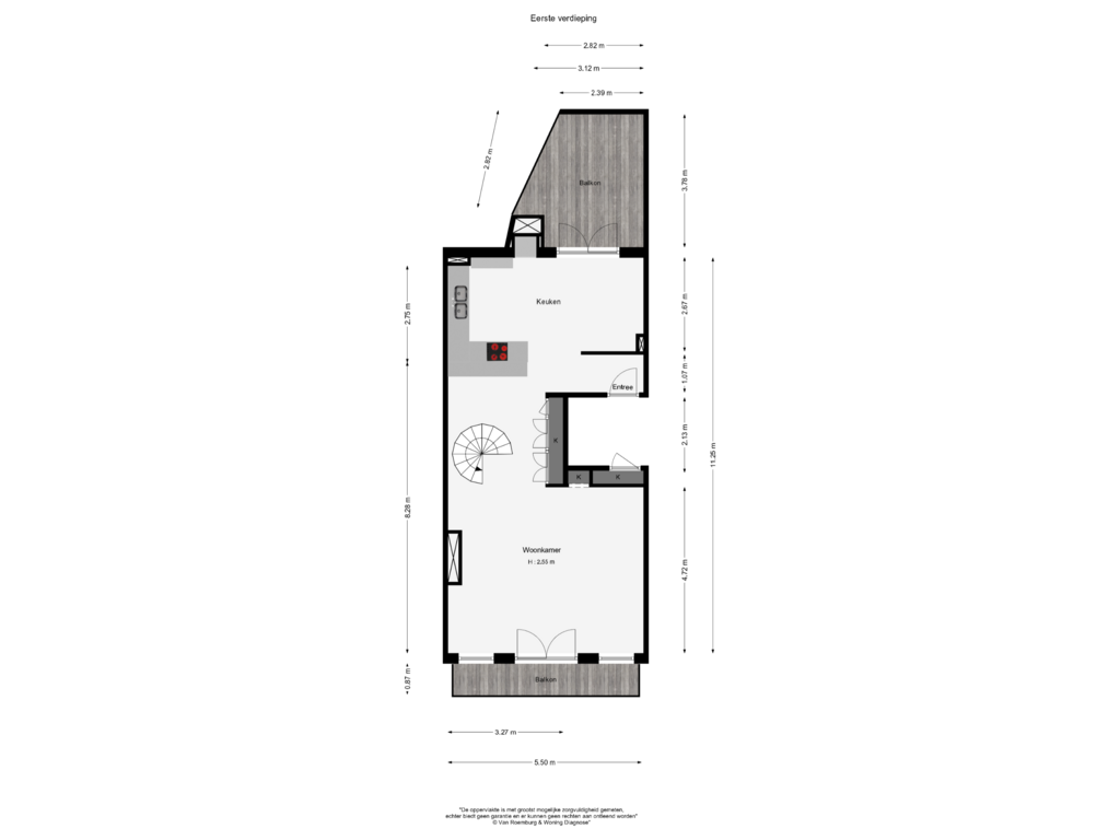 Bekijk plattegrond van Eerste verdieping van Staalkade 4-B