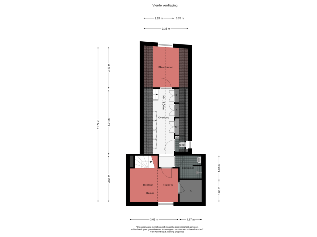 Bekijk plattegrond van Vierde verdieping van Staalkade 4-C