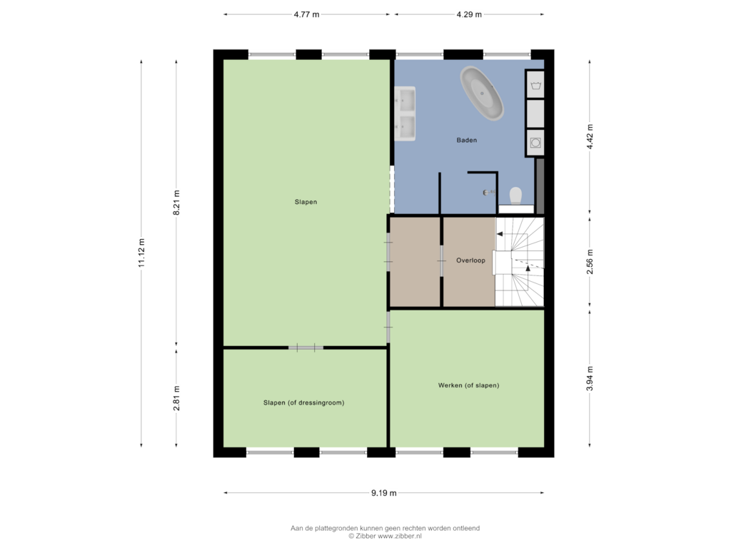 Bekijk plattegrond van Tweede verdieping van Marspoortstraat 9-A