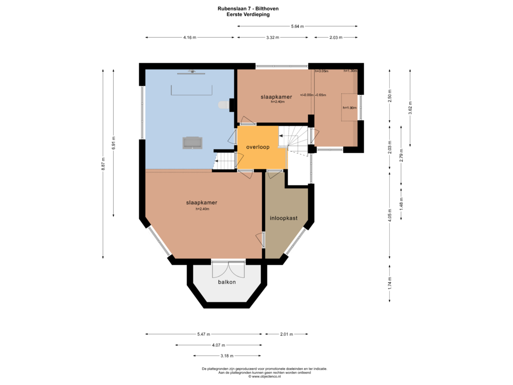 Bekijk plattegrond van EERSTE VERDIEPING van Rubenslaan 7