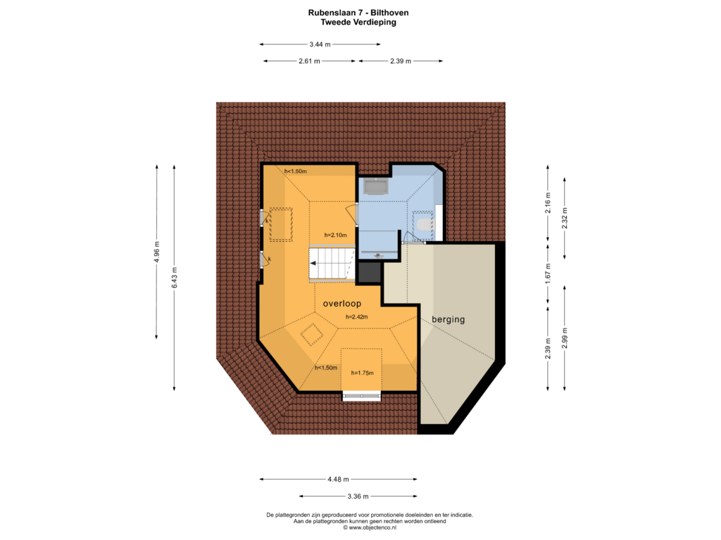 Bekijk plattegrond van TWEEDE VERDIEPING van Rubenslaan 7