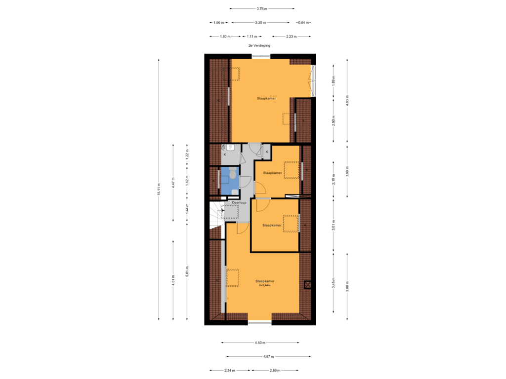 Bekijk plattegrond van 2e Verdieping van Vlamingstraat 43