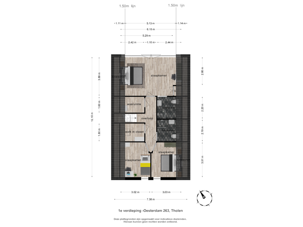 View floorplan of 1e verdieping of Oesterdam 263