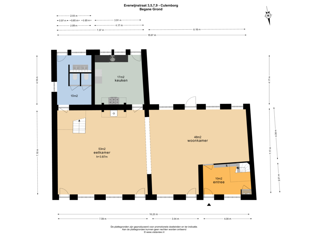 View floorplan of BEGANE GROND of Everwijnstraat 3