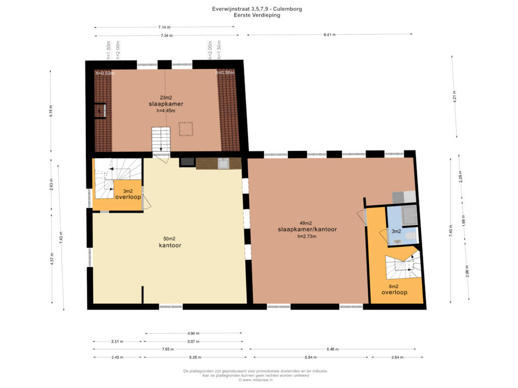 View floorplan of EERSTE VERDIEPING of Everwijnstraat 3