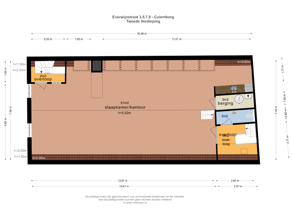 View floorplan of TWEEDE VERDIEPING of Everwijnstraat 3