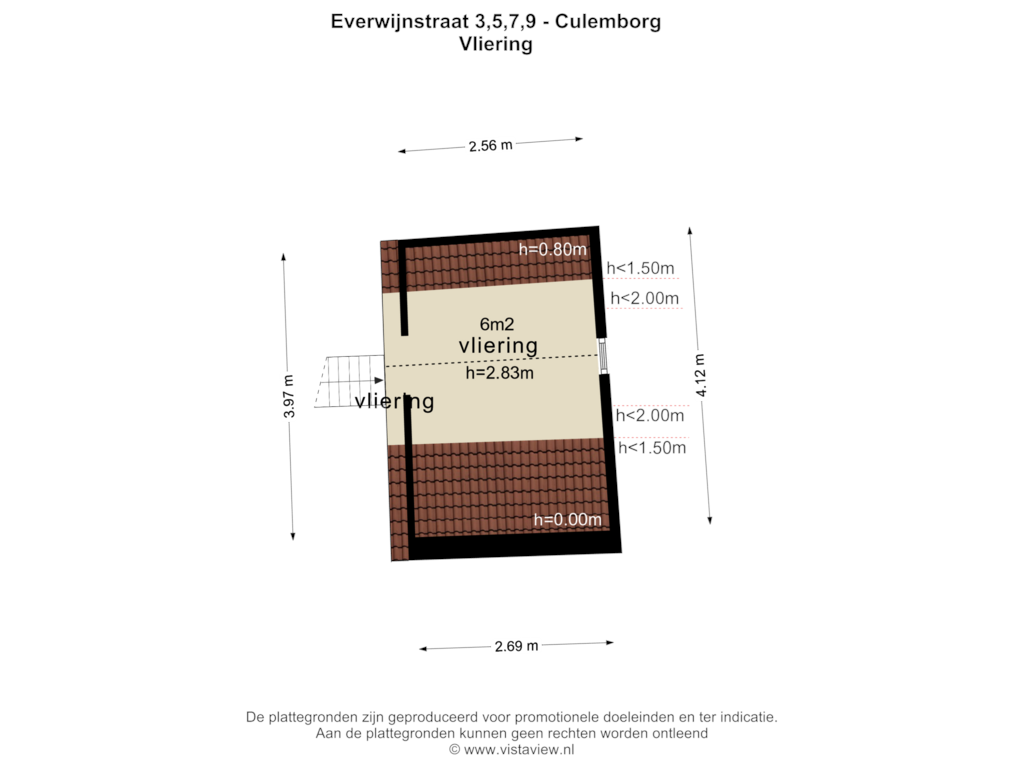 View floorplan of DERDE VERDIEPING of Everwijnstraat 3