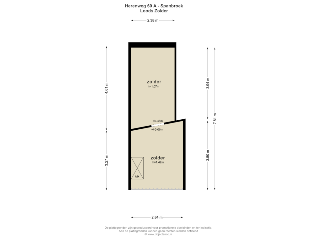 Bekijk plattegrond van SCHUUR ZOLDER van Herenweg 60-A