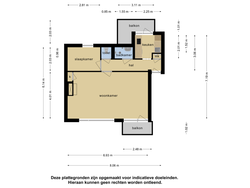 Bekijk plattegrond van Appartement van 1e IJzerstraat 8-B