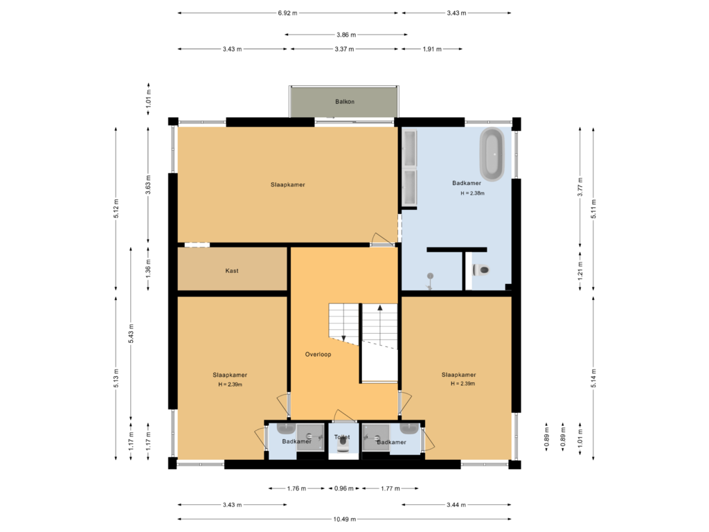 View floorplan of Slaapverdieping of Rembrandtweg 20